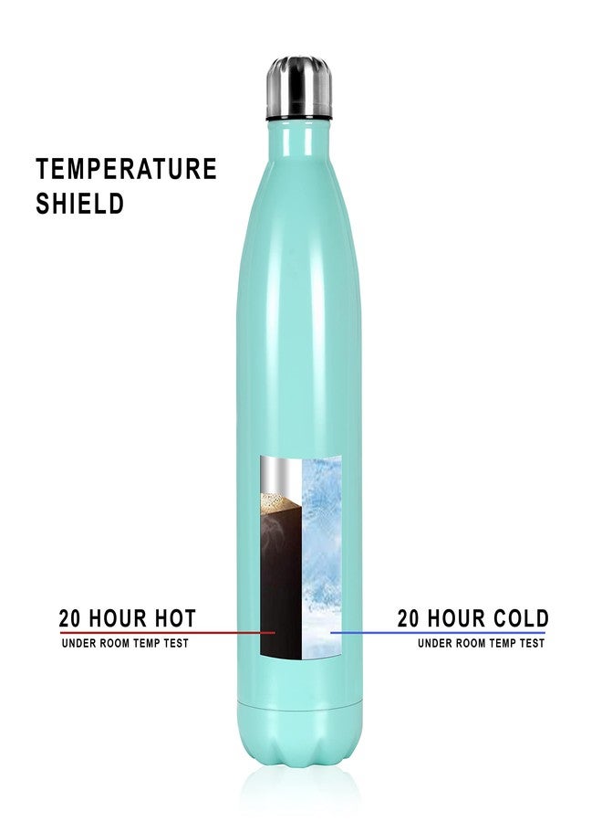 ستار ورك قارورة معدنية مزدوجة الجدار من الفولاذ المقاوم للصدأ من STAR WORK، مقاومة للماء، مثالية للرياضة والسفر، تحافظ على المشروبات ساخنة وباردة، قابلة لإعادة الاستخدام، قارورة رياضية مانعة للتسرب (1000 مل، أزرق سماوي) - Image 4